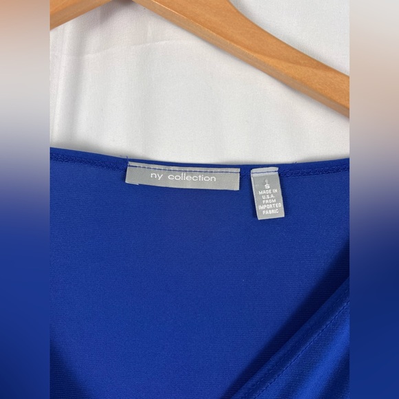 NY Collection Short Sleeve Solid Jersey Faux Wrap Dress - Picture 7 of 8